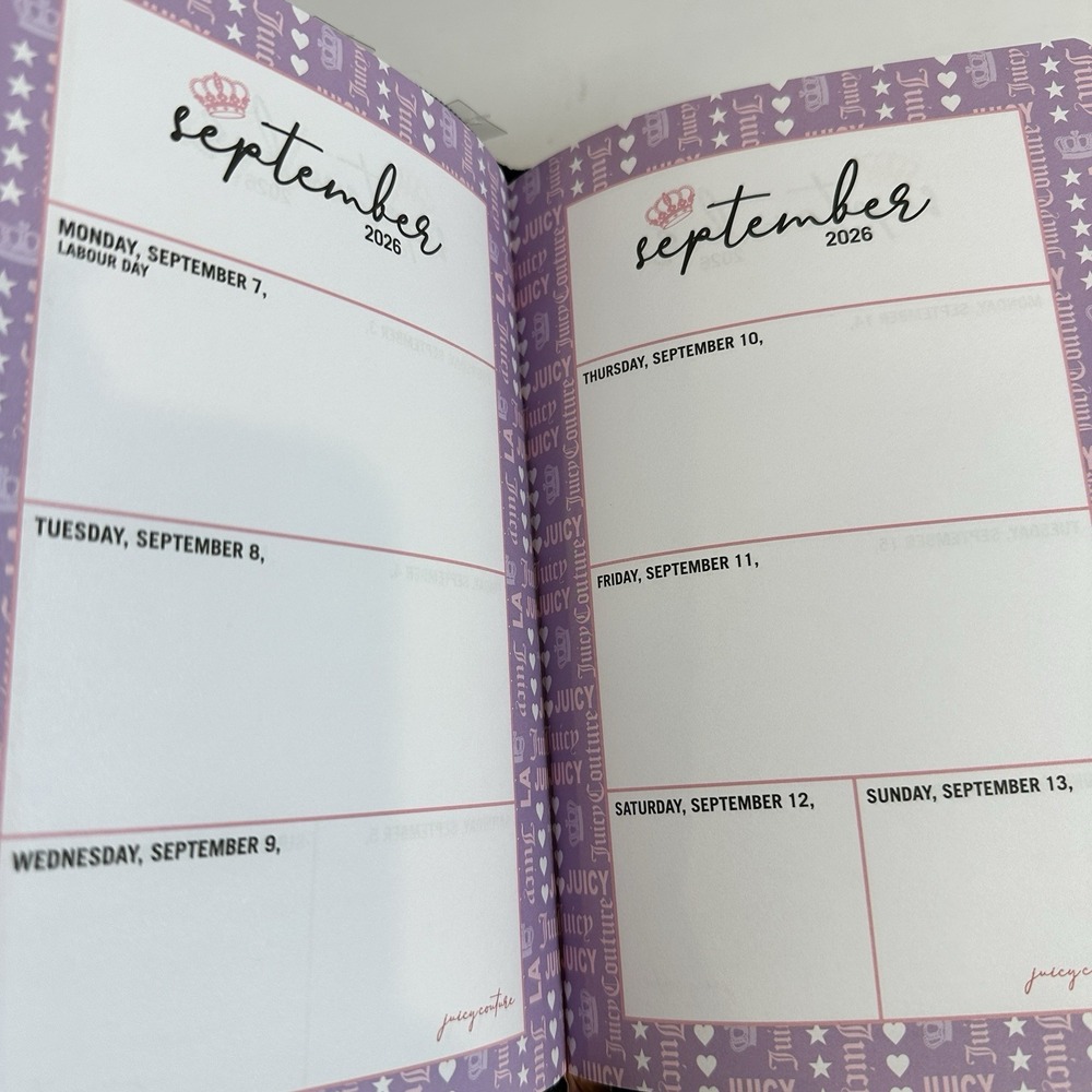 Juicy Couture 2026-2027 Zip Planner Journal Pink Heart Pen 18 Month New - Picture 11 of 12